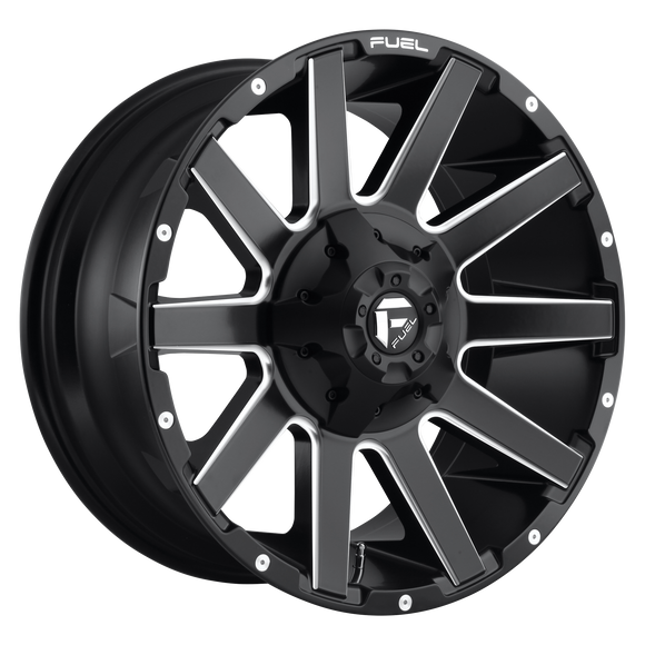 22X12 Fuel D616 Contra Matte Black Milled 6X135/6X139.7 ET-43 wheel/rim