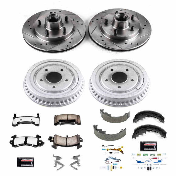 PowerStop Z36 Ceramic Brake Pads with Drilled Slotted Rotors and Drum Shoe Kit