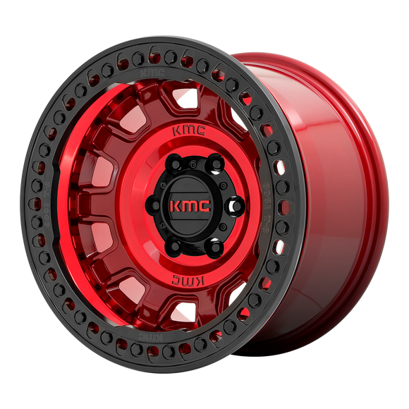 17X9 KMC KM236 TANK Beadlock Candy Red 5X127 ET-15 wheel/rim