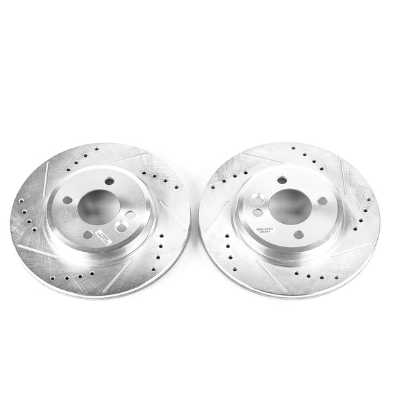 PowerStop Evolution Drilled Slotted Rotors Pair Front For Mini Cooper