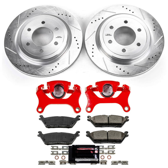 PowerStop Z23 Daily Driver Carbon-Fiber Ceramic Pads Drilled & Slotted Rotor & C
