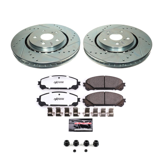 PowerStop Z36 Carbon-Fiber Ceramic Brake Pad with Drilled and Slotted Rotor Kit