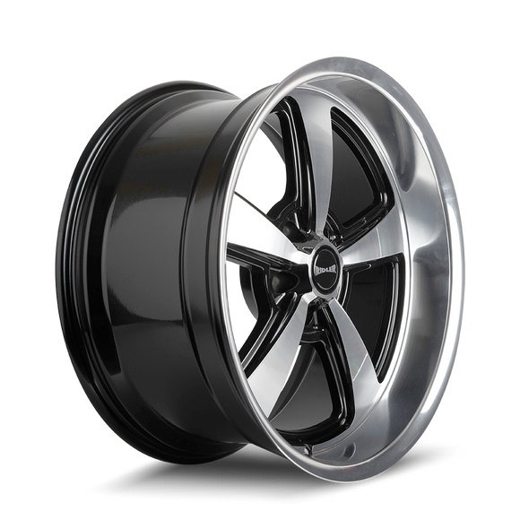 17x8 Ridler 652 Gloss Black Diamond Cut Face And Lip 5x120.65 ET0 Wheel