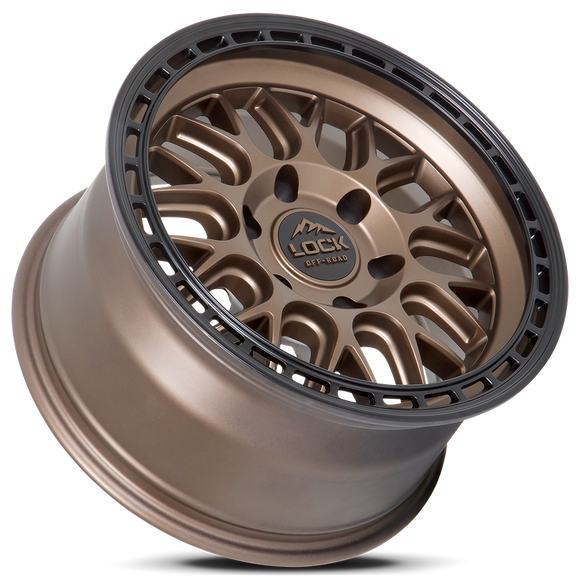 17x9 Lock Off-Road Onyx Matte Bronze W Matte Black Ring 6x139.7 ET1 Wheel Rim