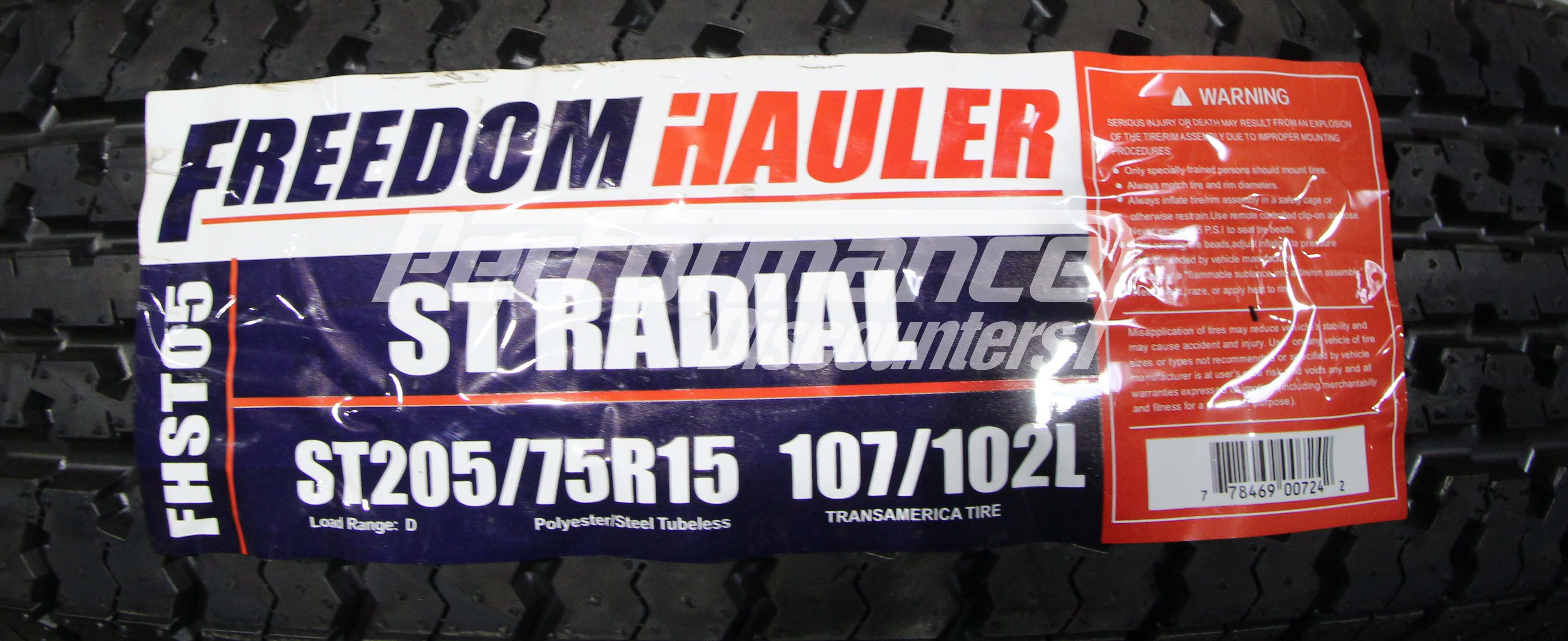 Freedom Hauler ST Radial Trailer Tire(s) 205/75R15 LRD 107L 205/75-15 2057515