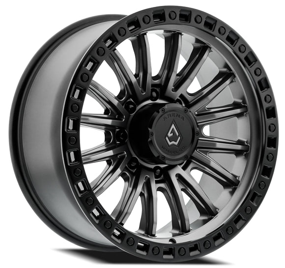 20x9 Arena Wheel Mission Satin Gun Metal Center Satin Black Lip 8x180 ET0 CB124.