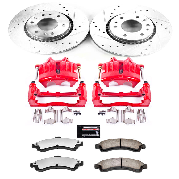 PowerStop Z36 Truck and SUV Ceramic Brake Pad, Drilled & Slotted Rotor, and Cali