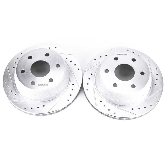 PowerStop Evolution Drilled Slotted Rotors Pair Rear For Chevy Suburban 1500
