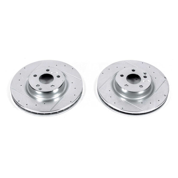 PowerStop Evolution Drilled Slotted Rotors Pair Front For Mercedes-Benz CLS500