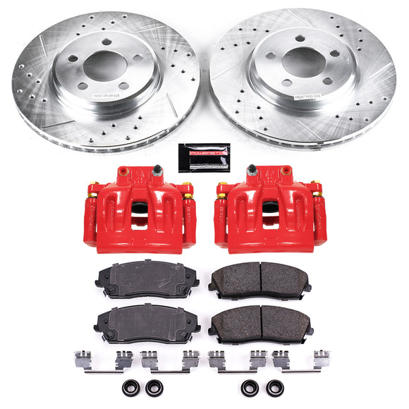 PowerStop Z23 Daily Driver Carbon-Fiber Ceramic Pads Drilled & Slotted Rotor & C