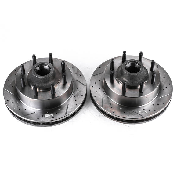 PowerStop Evolution Drilled Slotted Rotors Pair Front For Ford F-250 Super Duty