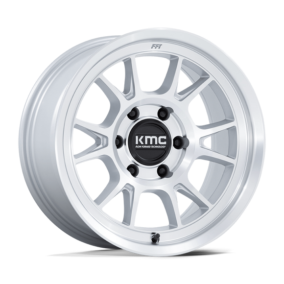 17X8.5 KMC KM729 Range Gloss Silver With Machined Face 5x127 ET-10 Wheel Rim