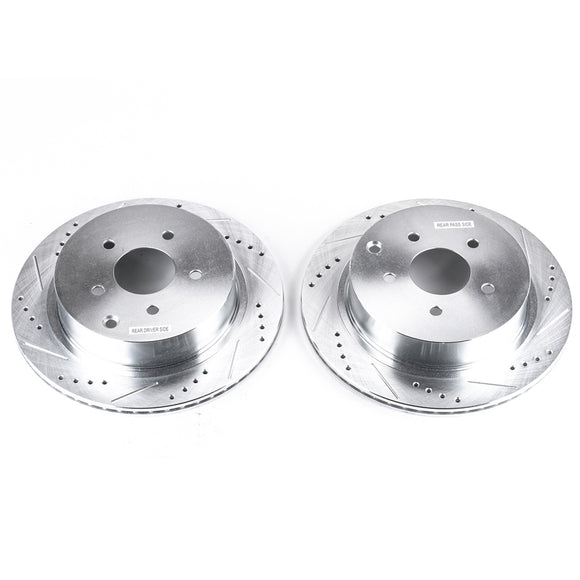 PowerStop Evolution Drilled Slotted Rotors Pair Rear For Nissan Murano
