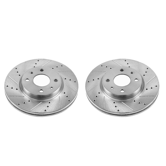PowerStop Evolution Drilled Slotted Rotors Pair Front For Fiat 500