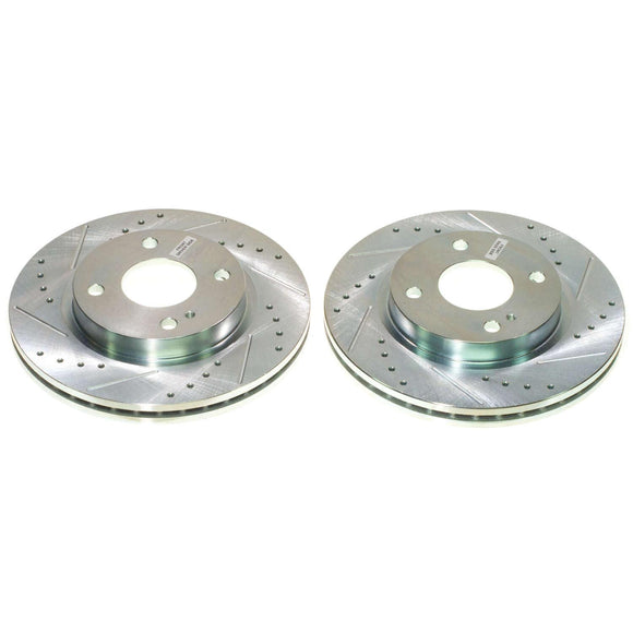 PowerStop Evolution Drilled Slotted Rotors Pair Front For Ford Fiesta