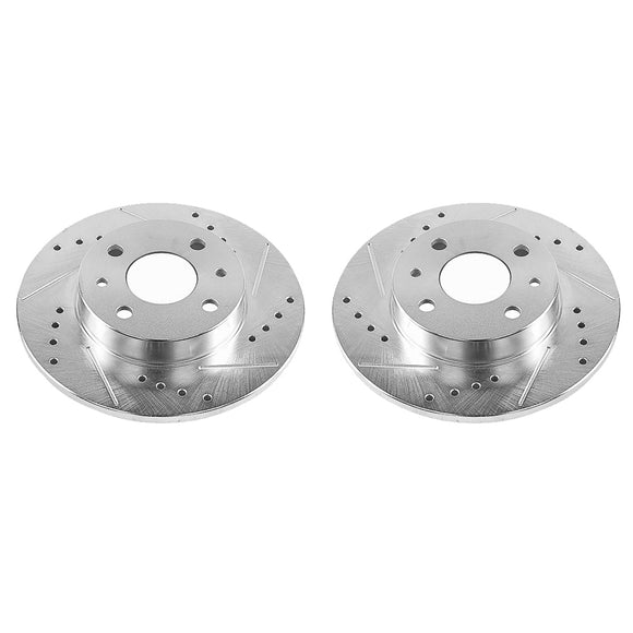 PowerStop Evolution Drilled Slotted Rotors Pair Rear For Fiat 500