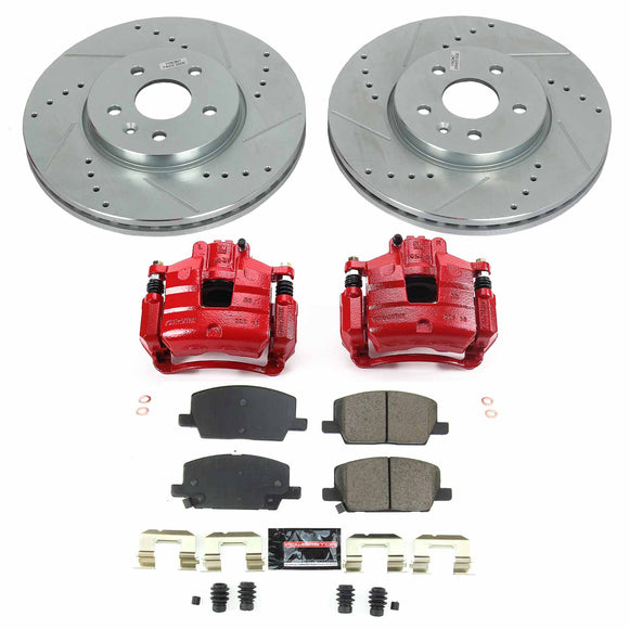 PowerStop Z23 Daily Driver Carbon-Fiber Ceramic Pads Drilled & Slotted Rotor & C