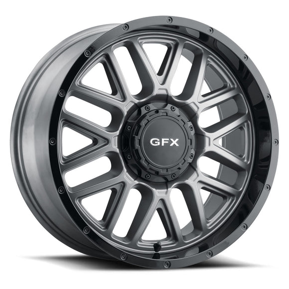 17x8.5 G-FX TM-5 Matte Grey w/ Matte Black Lip 8x165.1 ET0 wheel/rim