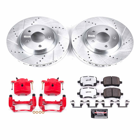 PowerStop Z26 Street Performance Ceramic Brake Pad, Drilled Slotted Rotor, and C
