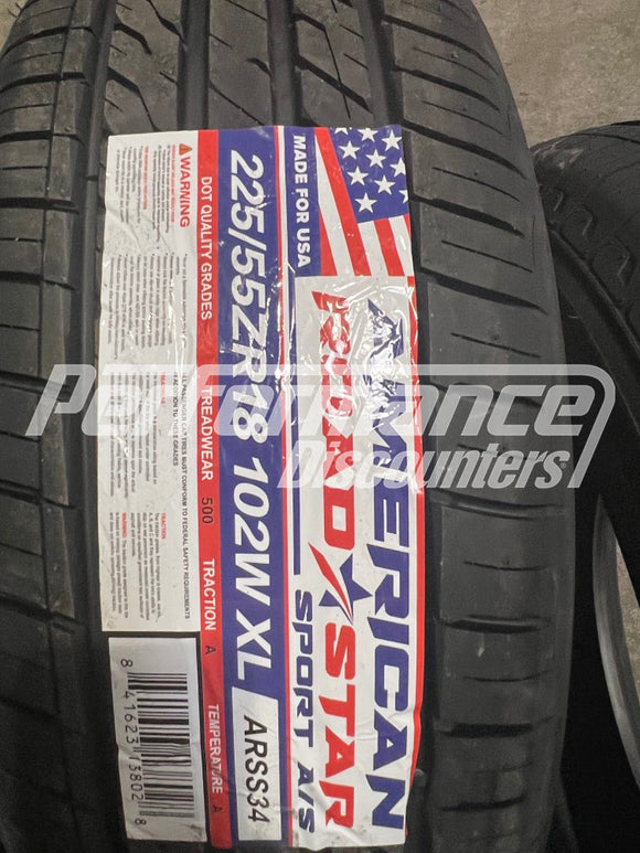225/55R18 American Roadstar Sport A/S 102V BSW SL 225 55 18 2255518