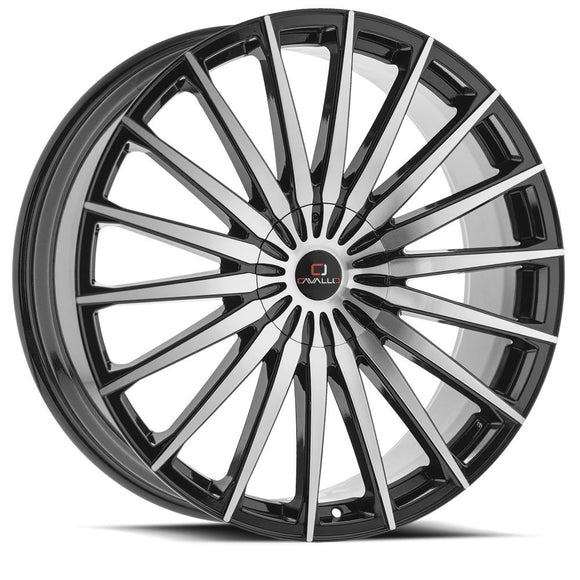22x9.5 Cavallo CLV-34 Gloss Black & Machined 6x135/139.7 ET25 wheel/rim