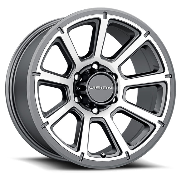 16x8 Vision 353 Turbine Gunmetal Machined Face 5x114.3 5x4.5 ET0 Wheel Rim