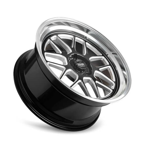 18x8 Ridler 611 Gloss Black Milled Diamond Cut Lip 5x114.3 ET0 CB83.82 Wheel