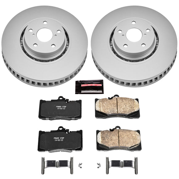 PowerStop Genuine Geomet Coated Rotor and Low-Dust Ceramic Brake Pad Kit