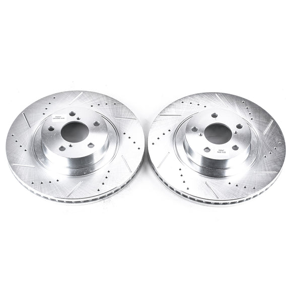 PowerStop Evolution Drilled Slotted Rotors Pair Front For Subaru Legacy