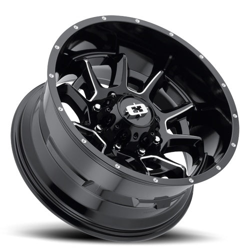 20x12 Vision 415 Bomb Gloss Black Milled Spoke 8x180 ET-51 Wheel Rim
