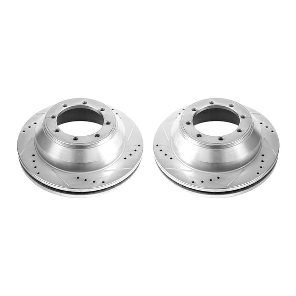 PowerStop Evolution Drilled Slotted Rotors Pair Rear For Ford E-350 Super Duty
