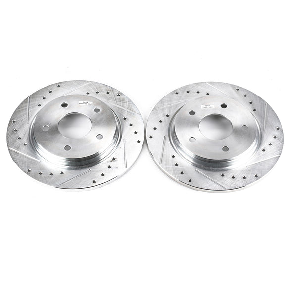 PowerStop Evolution Drilled Slotted Rotors Pair Rear For Chrysler Town Country