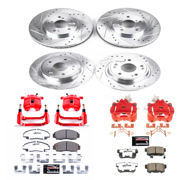 PowerStop Z26 Street Performance Ceramic Brake Pad, Drilled Slotted Rotor, and C
