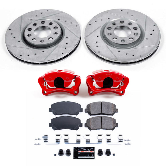 PowerStop Z23 Daily Driver Carbon-Fiber Ceramic Pads Drilled & Slotted Rotor & C