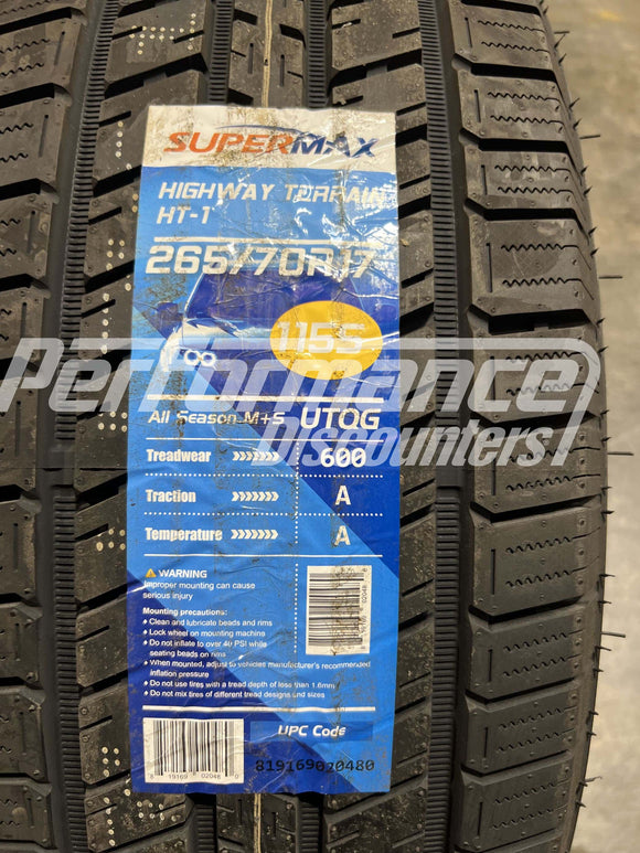 Supermax HT-1 265/70R17 115S Tire BSW 2657017 235-65R17