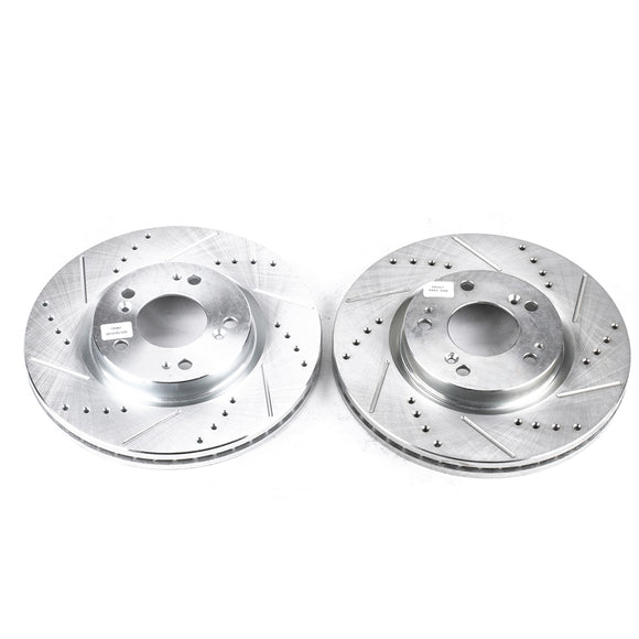 PowerStop Evolution Drilled Slotted Rotors Pair Front For Mitsubishi Galant