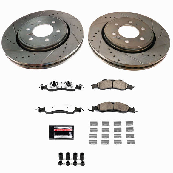 PowerStop Z36 Carbon-Fiber Ceramic Brake Pad with Drilled and Slotted Rotor Kit