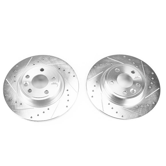 PowerStop Evolution Drilled Slotted Rotors Pair Rear For LRover Discovery Sport