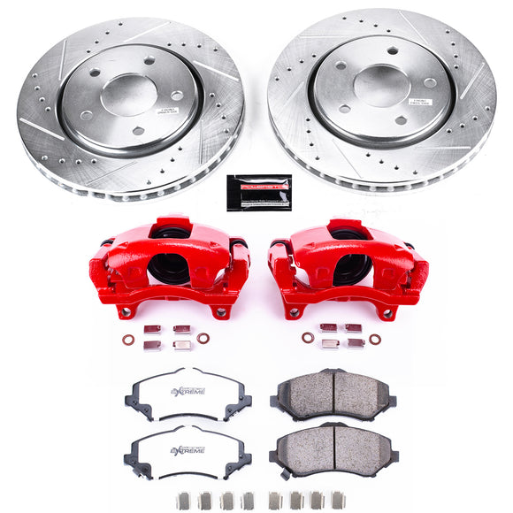PowerStop Z36 Truck and SUV Ceramic Brake Pad, Drilled & Slotted Rotor, and Cali