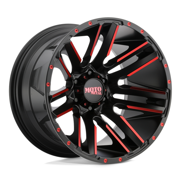 20X10 Moto Metal Razor Satin Black Red Wheel/Rim 6x139.7 20-10 6-139.7
