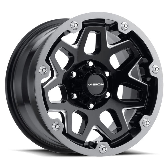 18x9 Vision 416 Se7en Gloss Black Milled Spoke Wheel 5x114.3 ET12 CB83