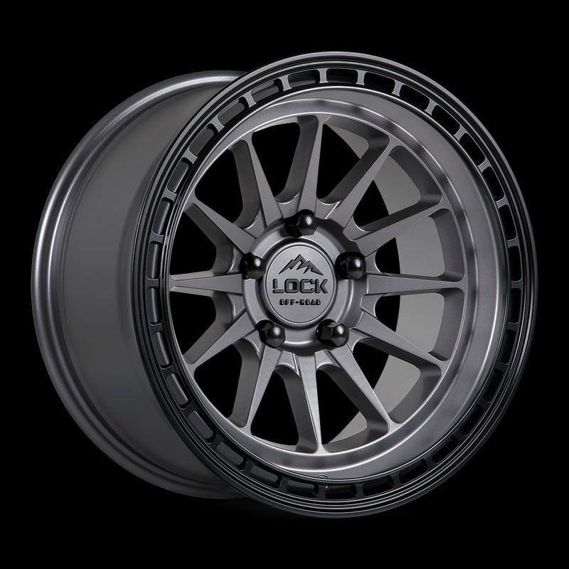 17x9 Lock Off-Road Baja Matte Gray Matte Black 6x139.7 ET-12 Wheel Rim