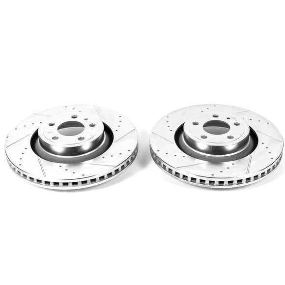 PowerStop Evolution Drilled Slotted Rotors Pair Front For Ford Mustang