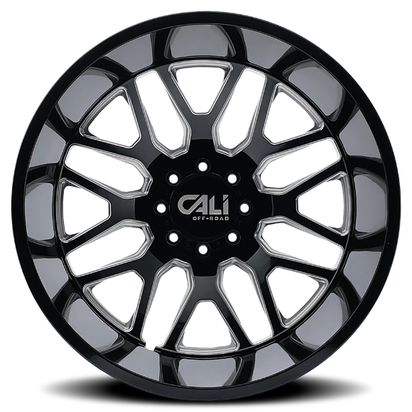 22x8.25 Cali Off-Road Invader Dually Gloss Black Milled 8x165.1 ET-192 Wheel