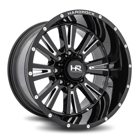 22x12 Hardrock Spine XPosed Gloss Black Milled 5x127 ET-44 wheel/rim