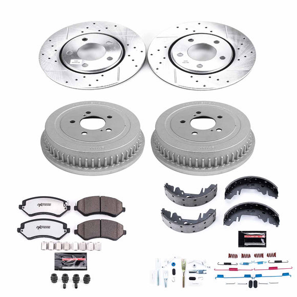 PowerStop Z36 Ceramic Brake Pads with Drilled Slotted Rotors and Drum Shoe Kit