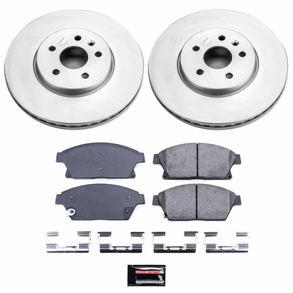 PowerStop Genuine Geomet Coated Rotor and Low-Dust Ceramic Brake Pad Kit