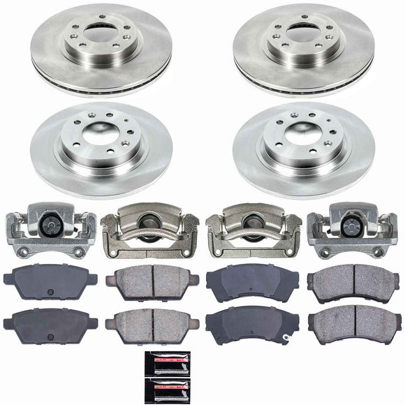 PowerStop OE Stock Replacement Low-Dust Ceramic Brake Pad, Rotor and Caliper Kit