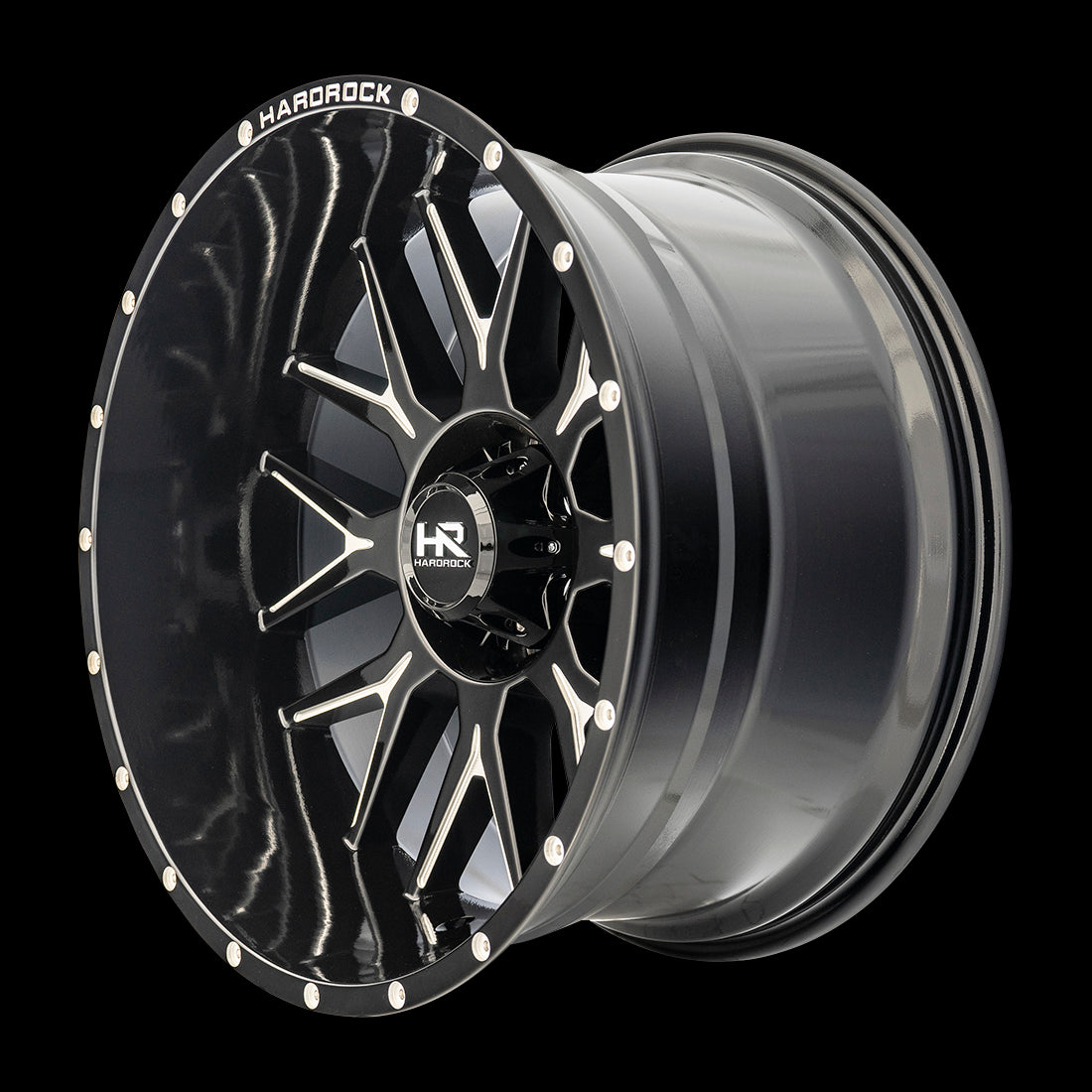 22x12 Hardrock Affliction XPosed Gloss Black Milled 8x165.1 ET-44 wheel/rim