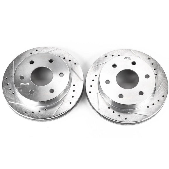 PowerStop Evolution Drilled Slotted Rotors Pair Front For Chevrolet K2500
